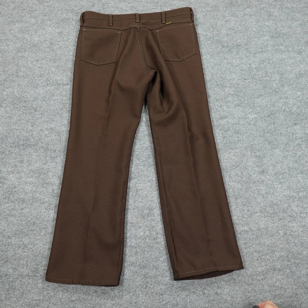 Vintage Wrangler Jeans Mens 38x30 Brown Wrancher Dress Slacks Flare Leg